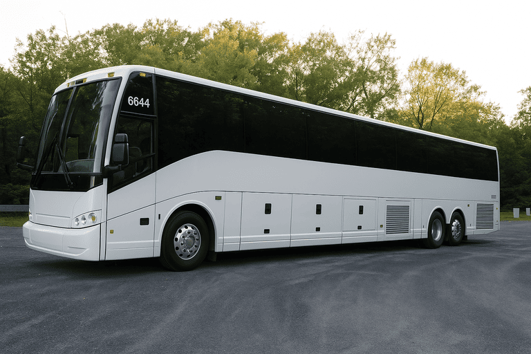 exterior of Bus Rental Company Goodyear coach bus
