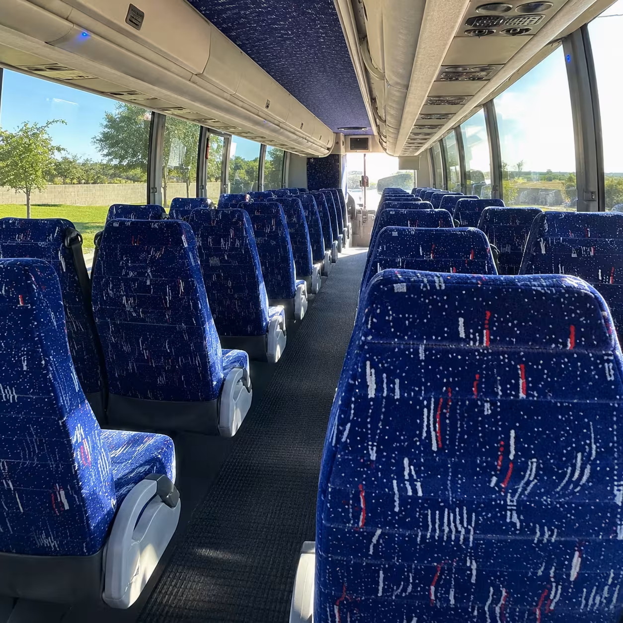 56 passenger charter bus inside